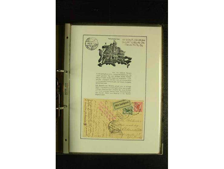 1910/1990, Berliner Flugpost und Flughafen-Stempel, interessante Sammlung mit alten Ansichtskarten, Flugpost- und Zeppelinpos