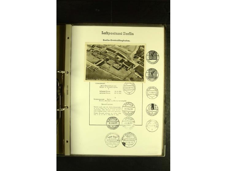 1910/1990, Berliner Flugpost und Flughafen-Stempel, interessante Sammlung mit alten Ansichtskarten, Flugpost- und Zeppelinpos