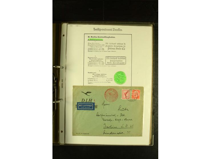 1910/1990, Berliner Flugpost und Flughafen-Stempel, interessante Sammlung mit alten Ansichtskarten, Flugpost- und Zeppelinpos