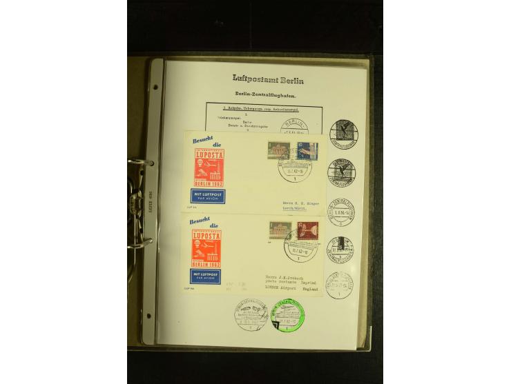 1910/1990, Berliner Flugpost und Flughafen-Stempel, interessante Sammlung mit alten Ansichtskarten, Flugpost- und Zeppelinpos