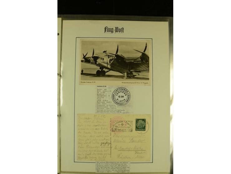 1909/1940 (ca.), umfangreiche Sammlung ab Pionierpost mit vielen verschiedenen Flügen, SST, Sonderkarten, Vignetten (teils lo