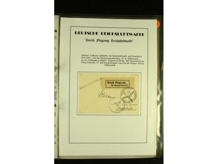 1909/1940 (ca.), umfangreiche Sammlung ab Pionierpost mit vielen verschiedenen Flügen, SST, Sonderkarten, Vignetten (teils lo