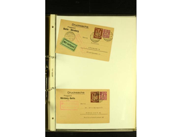 1909/1940 (ca.), umfangreiche Sammlung ab Pionierpost mit vielen verschiedenen Flügen, SST, Sonderkarten, Vignetten (teils lo
