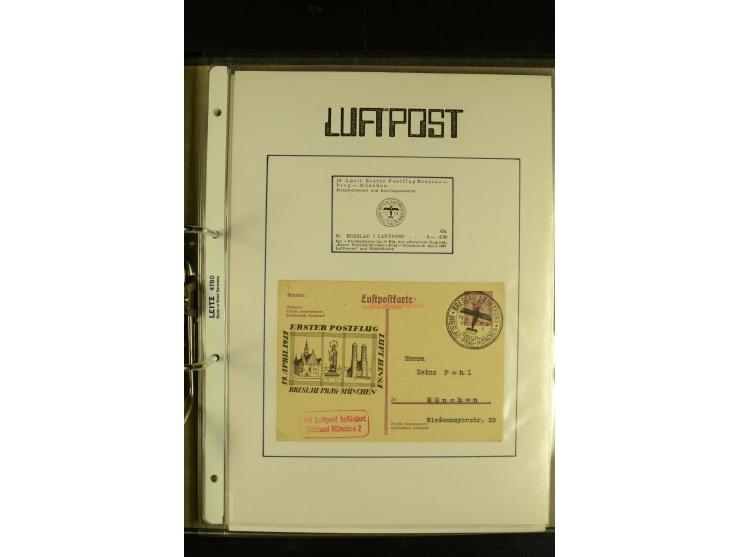 1909/1940 (ca.), umfangreiche Sammlung ab Pionierpost mit vielen verschiedenen Flügen, SST, Sonderkarten, Vignetten (teils lo
