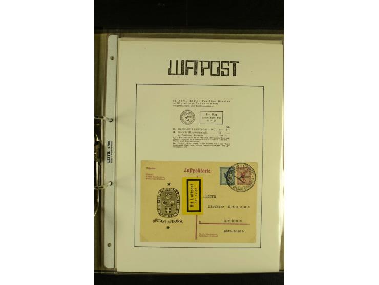 1909/1940 (ca.), umfangreiche Sammlung ab Pionierpost mit vielen verschiedenen Flügen, SST, Sonderkarten, Vignetten (teils lo