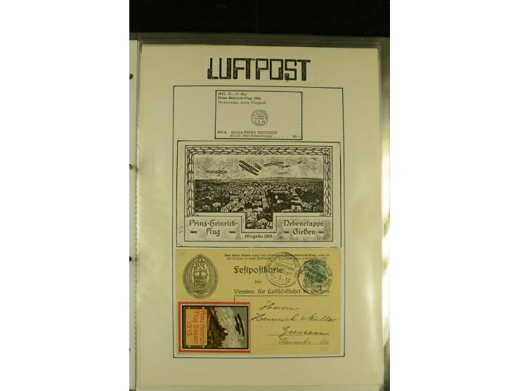 1909/1940 (ca.), umfangreiche Sammlung ab Pionierpost mit vielen verschiedenen Flügen, SST, Sonderkarten, Vignetten (teils lo