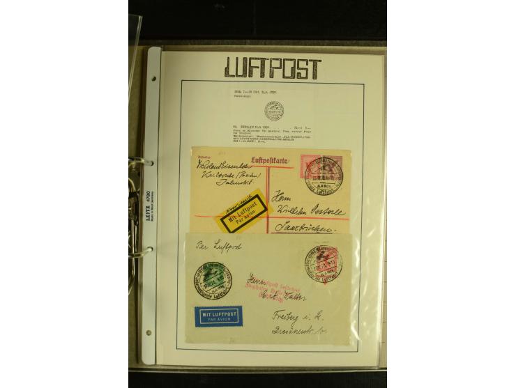 1909/1940 (ca.), umfangreiche Sammlung ab Pionierpost mit vielen verschiedenen Flügen, SST, Sonderkarten, Vignetten (teils lo