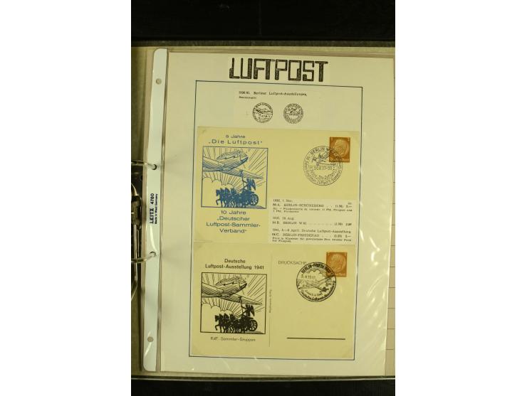 1909/1940 (ca.), umfangreiche Sammlung ab Pionierpost mit vielen verschiedenen Flügen, SST, Sonderkarten, Vignetten (teils lo
