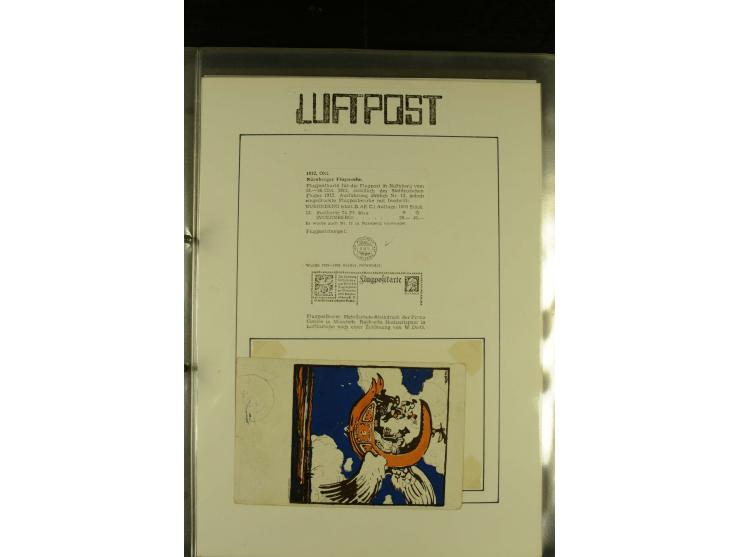 1909/1940 (ca.), umfangreiche Sammlung ab Pionierpost mit vielen verschiedenen Flügen, SST, Sonderkarten, Vignetten (teils lo