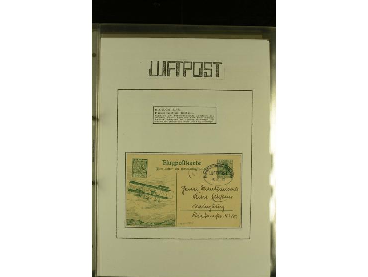1909/1940 (ca.), umfangreiche Sammlung ab Pionierpost mit vielen verschiedenen Flügen, SST, Sonderkarten, Vignetten (teils lo