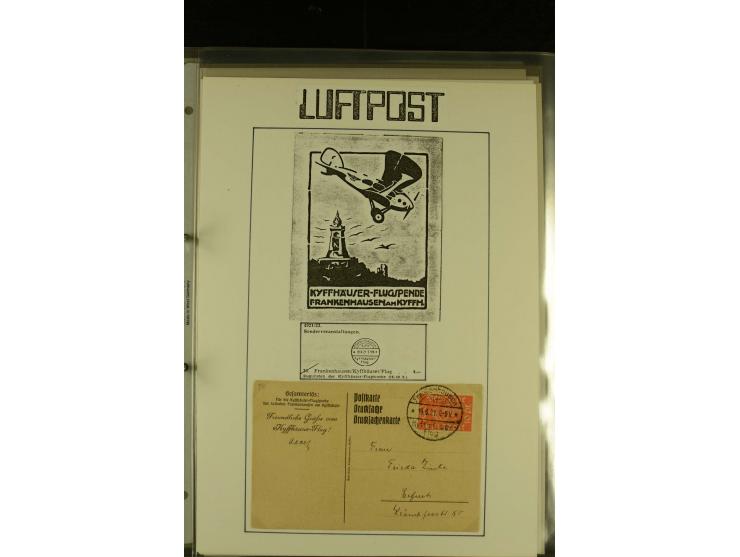 1909/1940 (ca.), umfangreiche Sammlung ab Pionierpost mit vielen verschiedenen Flügen, SST, Sonderkarten, Vignetten (teils lo