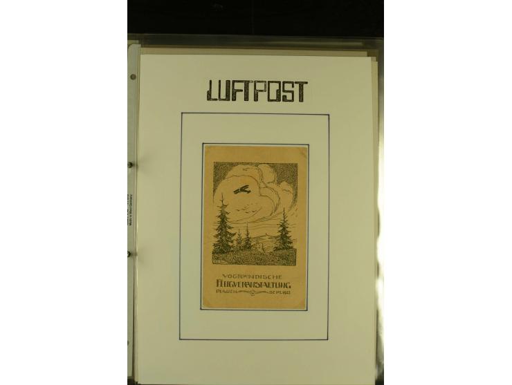 1909/1940 (ca.), umfangreiche Sammlung ab Pionierpost mit vielen verschiedenen Flügen, SST, Sonderkarten, Vignetten (teils lo
