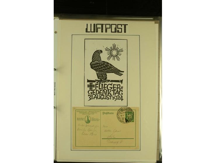 1909/1940 (ca.), umfangreiche Sammlung ab Pionierpost mit vielen verschiedenen Flügen, SST, Sonderkarten, Vignetten (teils lo