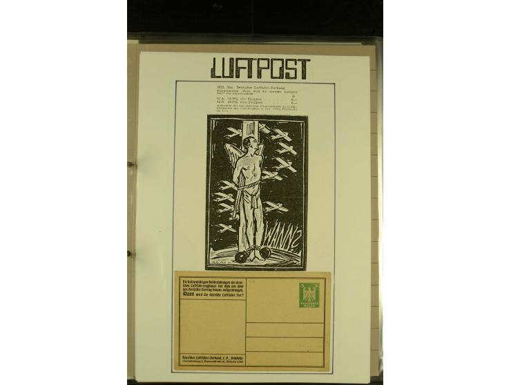 1909/1940 (ca.), umfangreiche Sammlung ab Pionierpost mit vielen verschiedenen Flügen, SST, Sonderkarten, Vignetten (teils lo