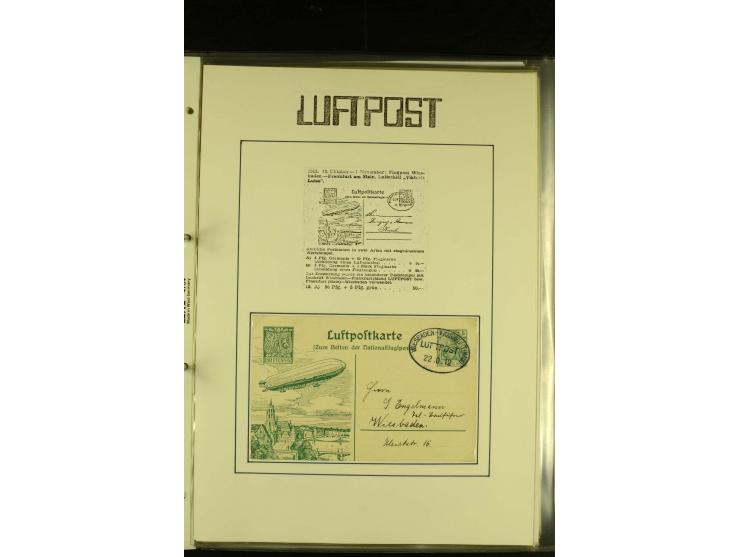 1909/1940 (ca.), umfangreiche Sammlung ab Pionierpost mit vielen verschiedenen Flügen, SST, Sonderkarten, Vignetten (teils lo