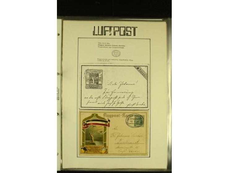 1909/1940 (ca.), umfangreiche Sammlung ab Pionierpost mit vielen verschiedenen Flügen, SST, Sonderkarten, Vignetten (teils lo