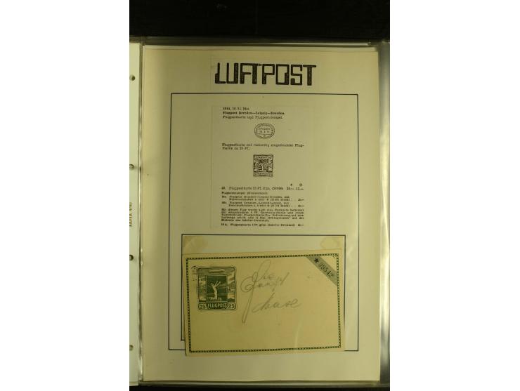 1909/1940 (ca.), umfangreiche Sammlung ab Pionierpost mit vielen verschiedenen Flügen, SST, Sonderkarten, Vignetten (teils lo