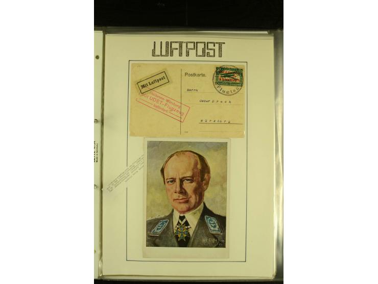 1909/1940 (ca.), umfangreiche Sammlung ab Pionierpost mit vielen verschiedenen Flügen, SST, Sonderkarten, Vignetten (teils lo