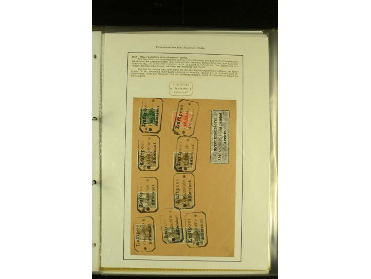 1909/1940 (ca.), umfangreiche Sammlung ab Pionierpost mit vielen verschiedenen Flügen, SST, Sonderkarten, Vignetten (teils lo