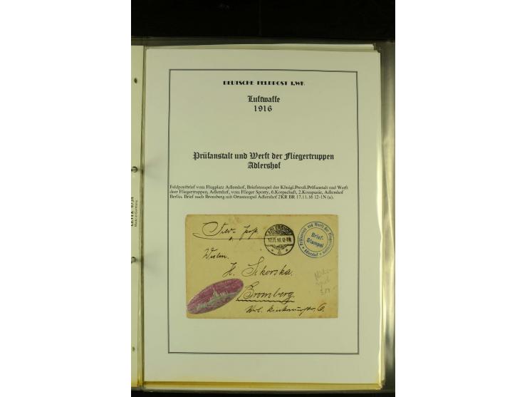 1909/1940 (ca.), umfangreiche Sammlung ab Pionierpost mit vielen verschiedenen Flügen, SST, Sonderkarten, Vignetten (teils lo