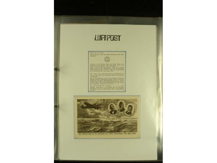 1909/1940 (ca.), umfangreiche Sammlung ab Pionierpost mit vielen verschiedenen Flügen, SST, Sonderkarten, Vignetten (teils lo