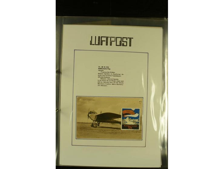 1909/1940 (ca.), umfangreiche Sammlung ab Pionierpost mit vielen verschiedenen Flügen, SST, Sonderkarten, Vignetten (teils lo