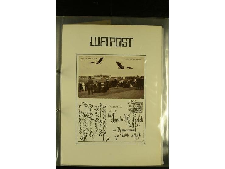1909/1940 (ca.), umfangreiche Sammlung ab Pionierpost mit vielen verschiedenen Flügen, SST, Sonderkarten, Vignetten (teils lo