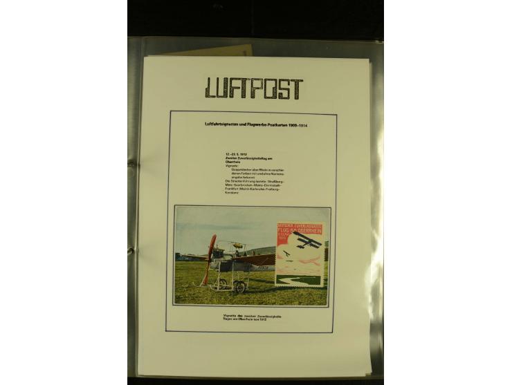 1909/1940 (ca.), umfangreiche Sammlung ab Pionierpost mit vielen verschiedenen Flügen, SST, Sonderkarten, Vignetten (teils lo