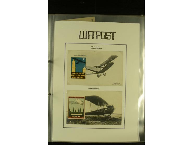 1909/1940 (ca.), umfangreiche Sammlung ab Pionierpost mit vielen verschiedenen Flügen, SST, Sonderkarten, Vignetten (teils lo
