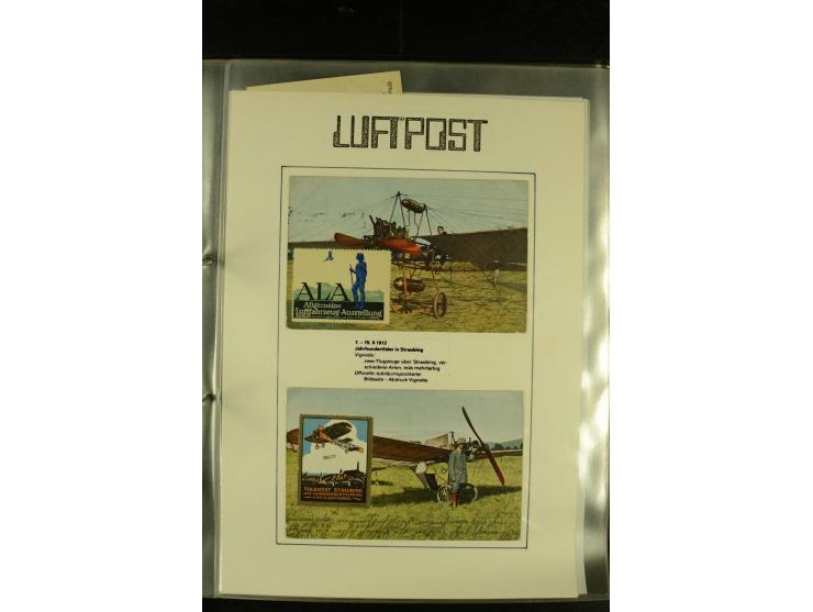 1909/1940 (ca.), umfangreiche Sammlung ab Pionierpost mit vielen verschiedenen Flügen, SST, Sonderkarten, Vignetten (teils lo