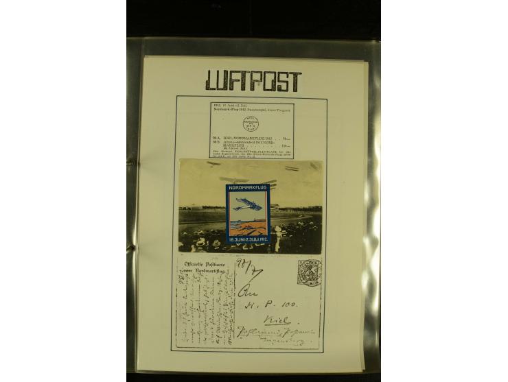 1909/1940 (ca.), umfangreiche Sammlung ab Pionierpost mit vielen verschiedenen Flügen, SST, Sonderkarten, Vignetten (teils lo