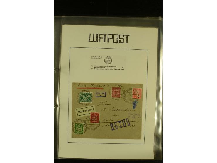 1909/1940 (ca.), umfangreiche Sammlung ab Pionierpost mit vielen verschiedenen Flügen, SST, Sonderkarten, Vignetten (teils lo