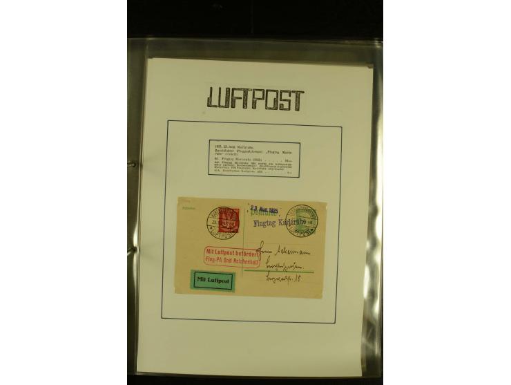 1909/1940 (ca.), umfangreiche Sammlung ab Pionierpost mit vielen verschiedenen Flügen, SST, Sonderkarten, Vignetten (teils lo