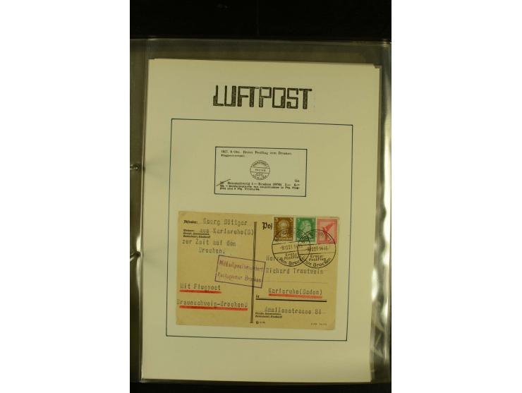 1909/1940 (ca.), umfangreiche Sammlung ab Pionierpost mit vielen verschiedenen Flügen, SST, Sonderkarten, Vignetten (teils lo