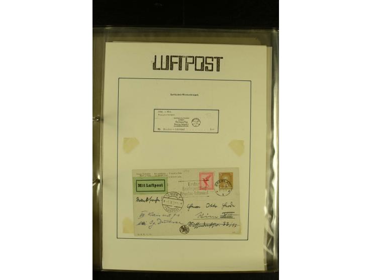 1909/1940 (ca.), umfangreiche Sammlung ab Pionierpost mit vielen verschiedenen Flügen, SST, Sonderkarten, Vignetten (teils lo