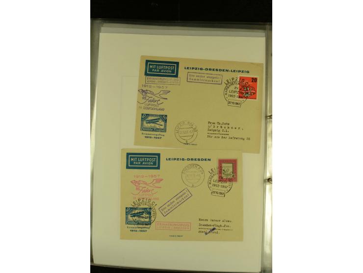1909/1940 (ca.), umfangreiche Sammlung ab Pionierpost mit vielen verschiedenen Flügen, SST, Sonderkarten, Vignetten (teils lo