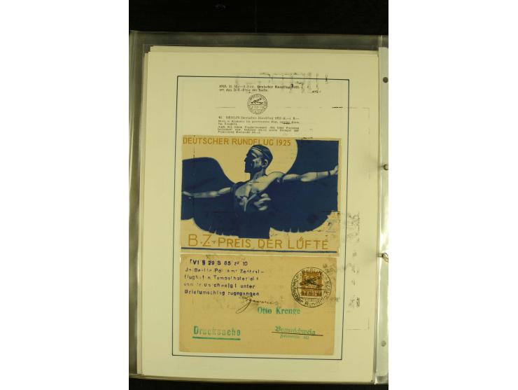 1909/1940 (ca.), umfangreiche Sammlung ab Pionierpost mit vielen verschiedenen Flügen, SST, Sonderkarten, Vignetten (teils lo