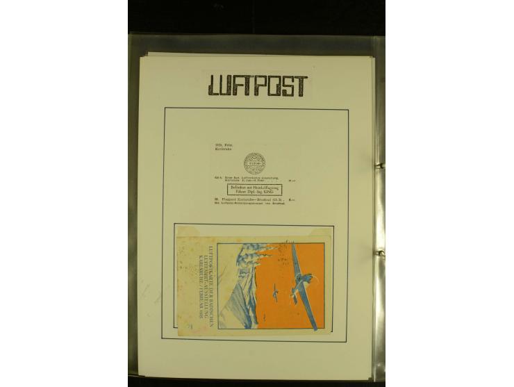 1909/1940 (ca.), umfangreiche Sammlung ab Pionierpost mit vielen verschiedenen Flügen, SST, Sonderkarten, Vignetten (teils lo