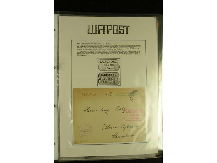 1909/1940 (ca.), umfangreiche Sammlung ab Pionierpost mit vielen verschiedenen Flügen, SST, Sonderkarten, Vignetten (teils lo