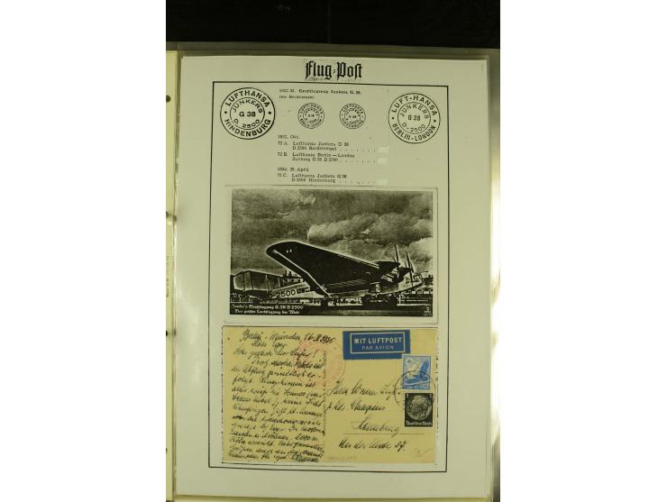 1909/1940 (ca.), umfangreiche Sammlung ab Pionierpost mit vielen verschiedenen Flügen, SST, Sonderkarten, Vignetten (teils lo