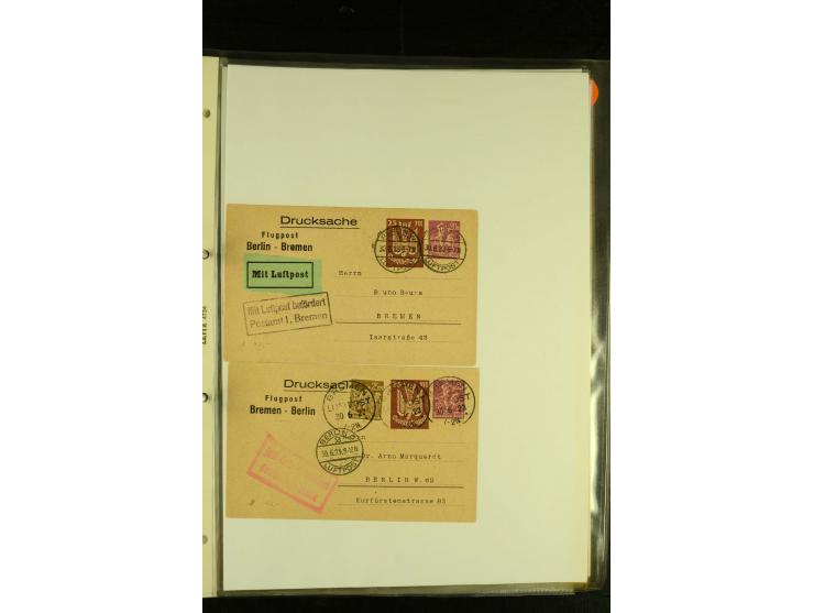 1909/1940 (ca.), umfangreiche Sammlung ab Pionierpost mit vielen verschiedenen Flügen, SST, Sonderkarten, Vignetten (teils lo
