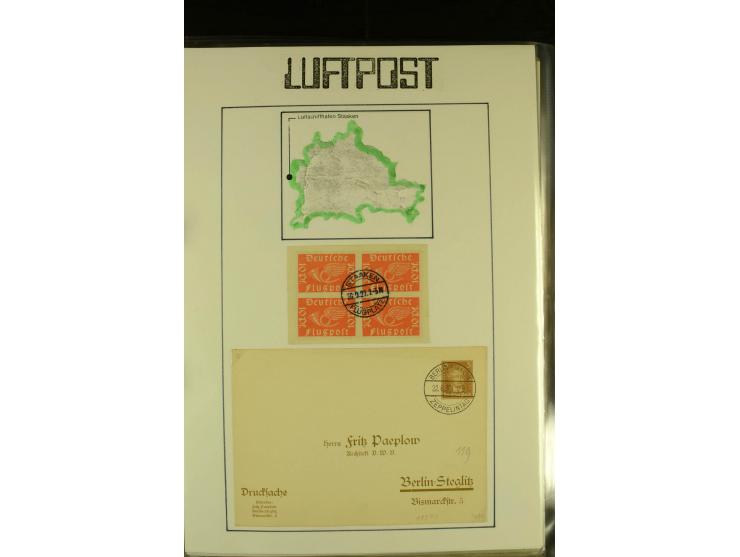 1912/1940 (ca.), interessante Sammlung "Berliner Flughäfen" mit entsprechenden Aufgabe-Stempeln, Flugpostbelegen von und nach