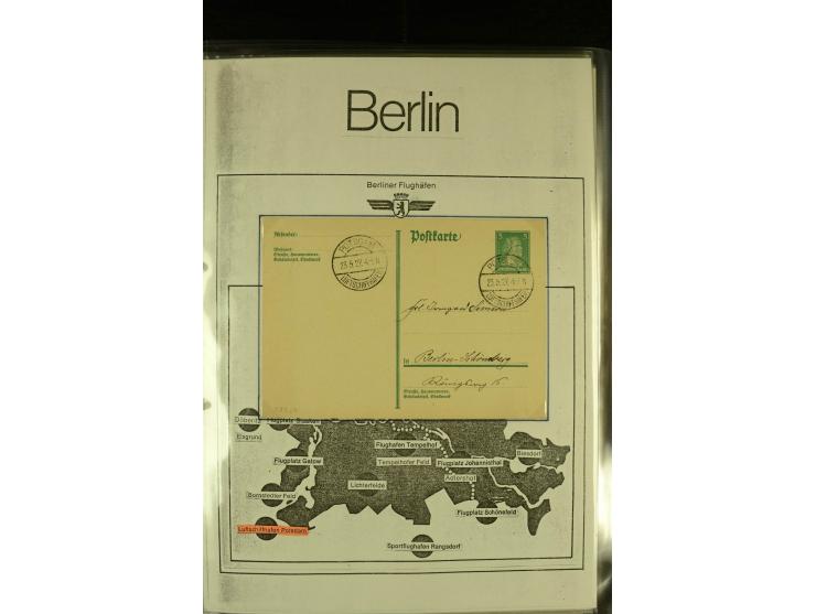 1912/1940 (ca.), interessante Sammlung "Berliner Flughäfen" mit entsprechenden Aufgabe-Stempeln, Flugpostbelegen von und nach