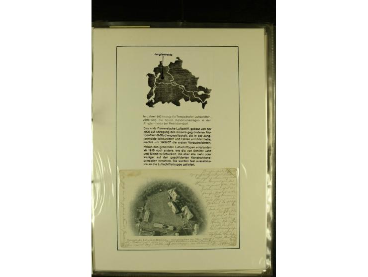 1912/1940 (ca.), interessante Sammlung "Berliner Flughäfen" mit entsprechenden Aufgabe-Stempeln, Flugpostbelegen von und nach