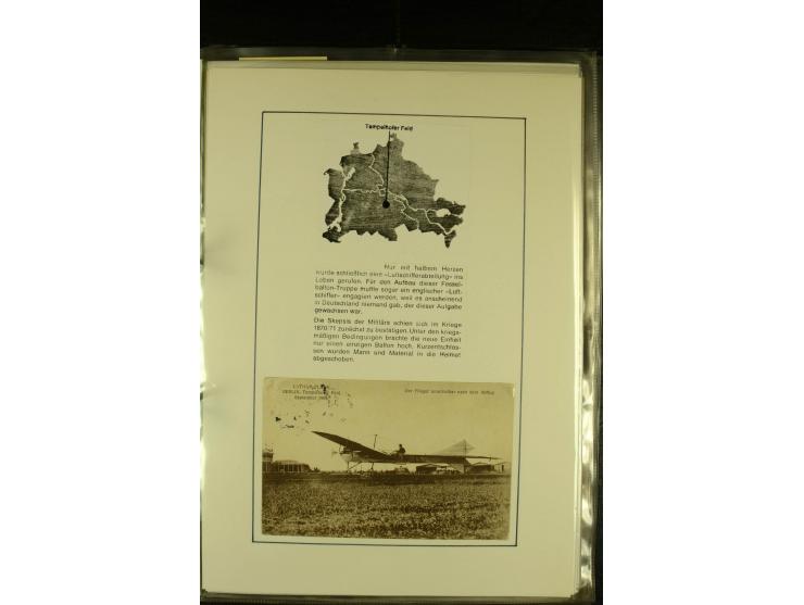 1912/1940 (ca.), interessante Sammlung "Berliner Flughäfen" mit entsprechenden Aufgabe-Stempeln, Flugpostbelegen von und nach