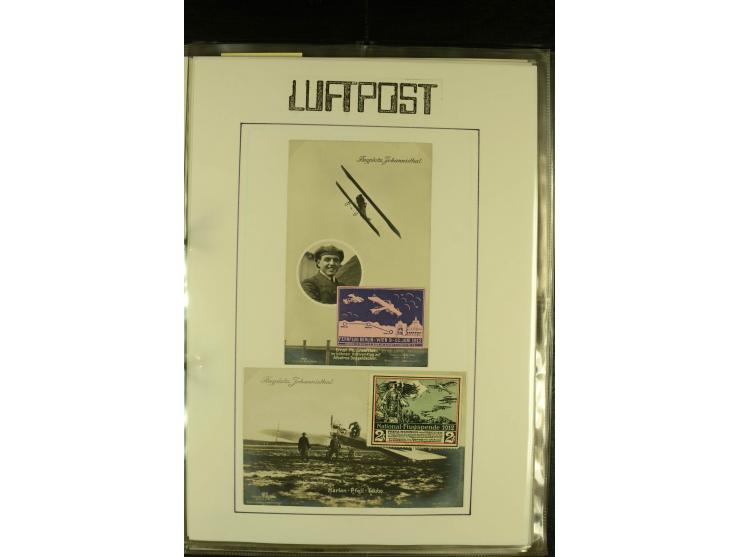 1912/1940 (ca.), interessante Sammlung "Berliner Flughäfen" mit entsprechenden Aufgabe-Stempeln, Flugpostbelegen von und nach