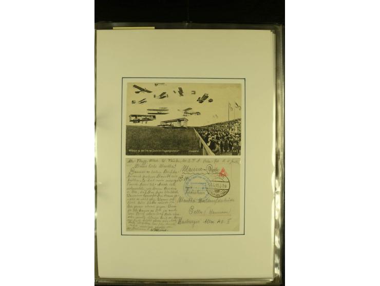 1912/1940 (ca.), interessante Sammlung "Berliner Flughäfen" mit entsprechenden Aufgabe-Stempeln, Flugpostbelegen von und nach