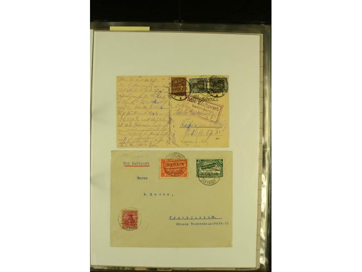 1912/1940 (ca.), interessante Sammlung "Berliner Flughäfen" mit entsprechenden Aufgabe-Stempeln, Flugpostbelegen von und nach