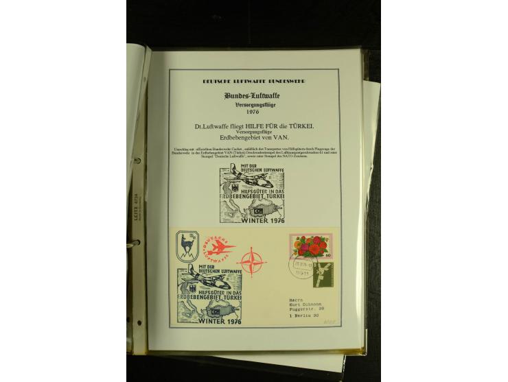 1948/1977, Sammlung moderne Luftpost mit Bedarfspost Bund/Berlin, Ballonpost, Bundes-Luftwaffe, Raketenpost und Concorde-Sond