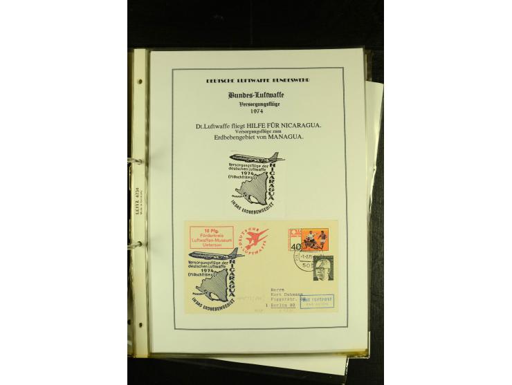 1948/1977, Sammlung moderne Luftpost mit Bedarfspost Bund/Berlin, Ballonpost, Bundes-Luftwaffe, Raketenpost und Concorde-Sond